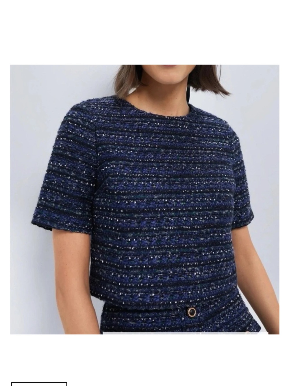 HYACINTH HOUSE Navy Tweed Georgie Top Wool Lined